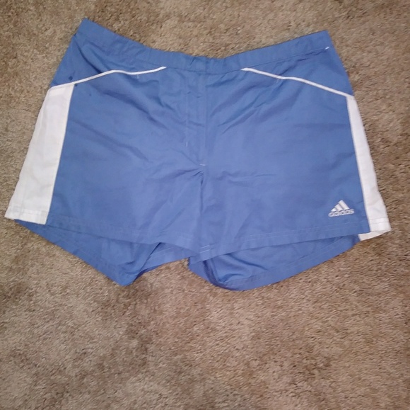 Blue and white adidas running shorts - Picture 1 of 2